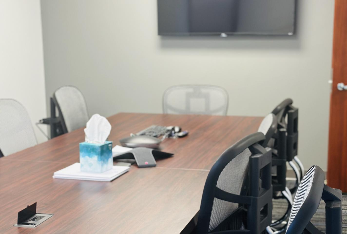 Meeting table in conference room